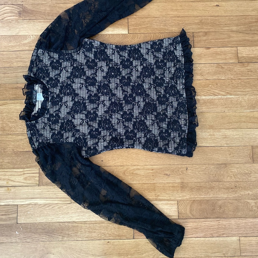 Lace long sleeve black top. Semi formal